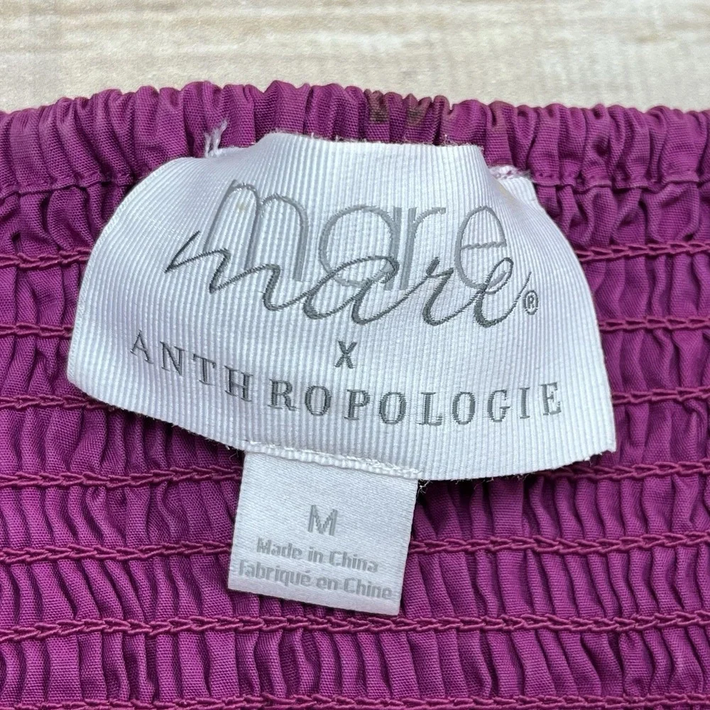 Anthropologie x Mare Mare‎ Mini Dress Sz M Purple Pink Puff Ballon Sleeve Casual